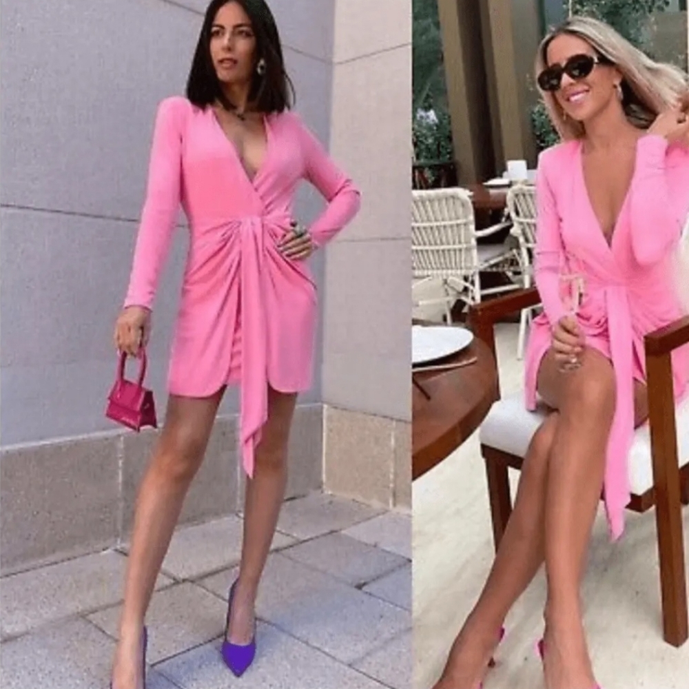 NWT Zara pink long sleeve dress Small NWT